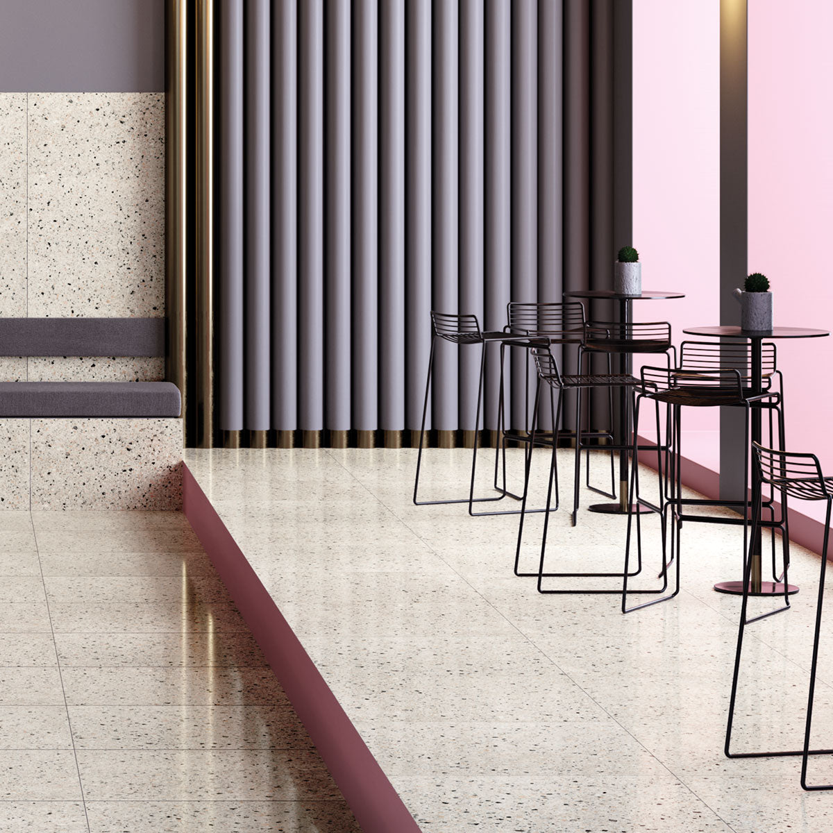 Terrazzo Lux Pink Full-Bodied Porcelain Tile Matt 60 x 60cm