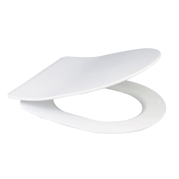Slim D Shaped Soft Close Toilet Seat With Quick Release Hinges - White