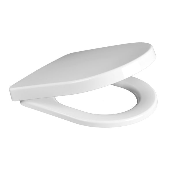 D Shaped Soft Close Toilet Seat With Quick Release Hinges - White