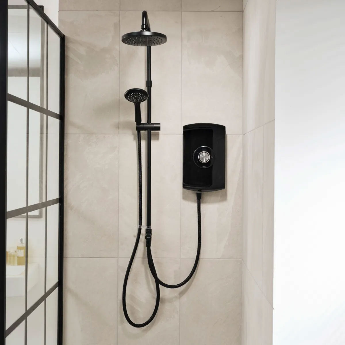 Triton Amore 9.5kW DuElec Electric Shower with Overhead and Sliding Handset - Gloss Black