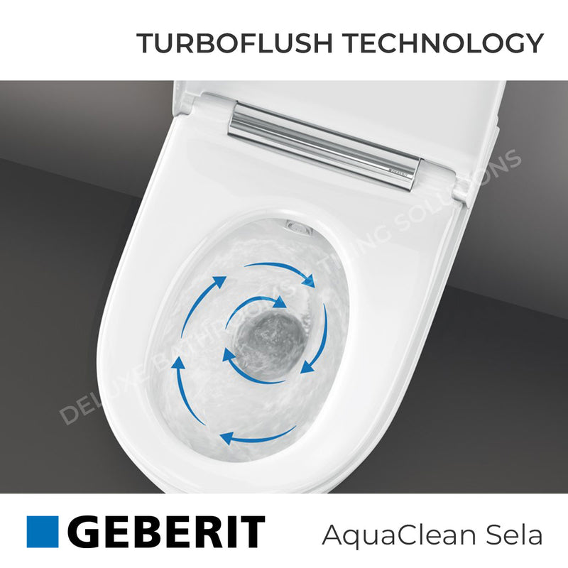 Geberit AquaClean Sela Rimless Wall Hung WC With Soft Close Toilet Seat
