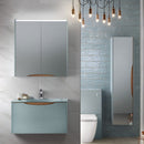 Utopia Lustre Bathroom Mirror Cabinet Wall Hung With LED Illumination sea green