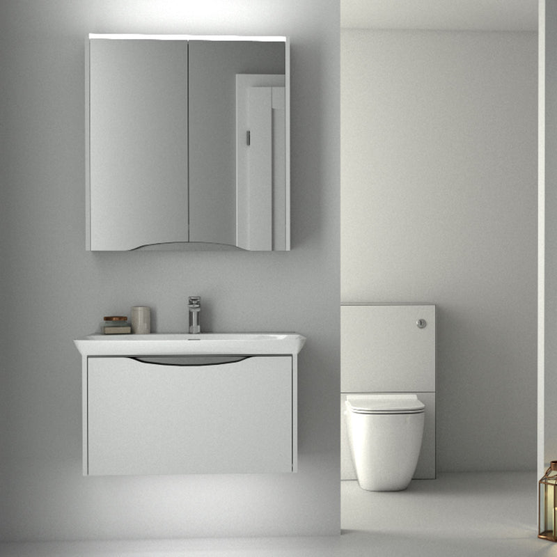 Utopia Lustre Bathroom Mirror Cabinet Wall Hung With LED Illumination white