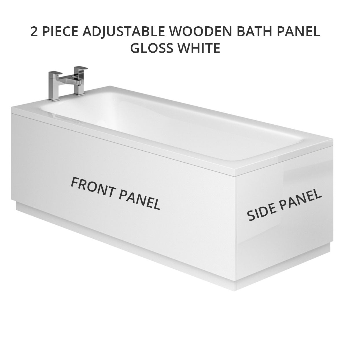 2 Piece Adjustable Moisture Resistant Wooden Bath Panel in White Gloss